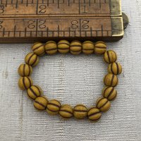 8mm Large Hole Melon Yellow Gold with a Brown Wash