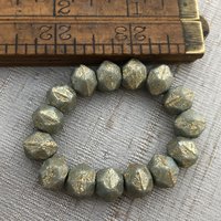 10mm English Cut Tea Green with Etched Gold Wash