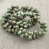 5x7mm Drop Tea Green with a Metallic Picasso Finish