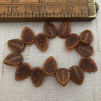 12x16mm Dogwood Leaves Alloy Orange with Brown Wash