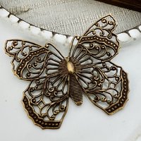 Filigree Butterfly Pendant - Brass