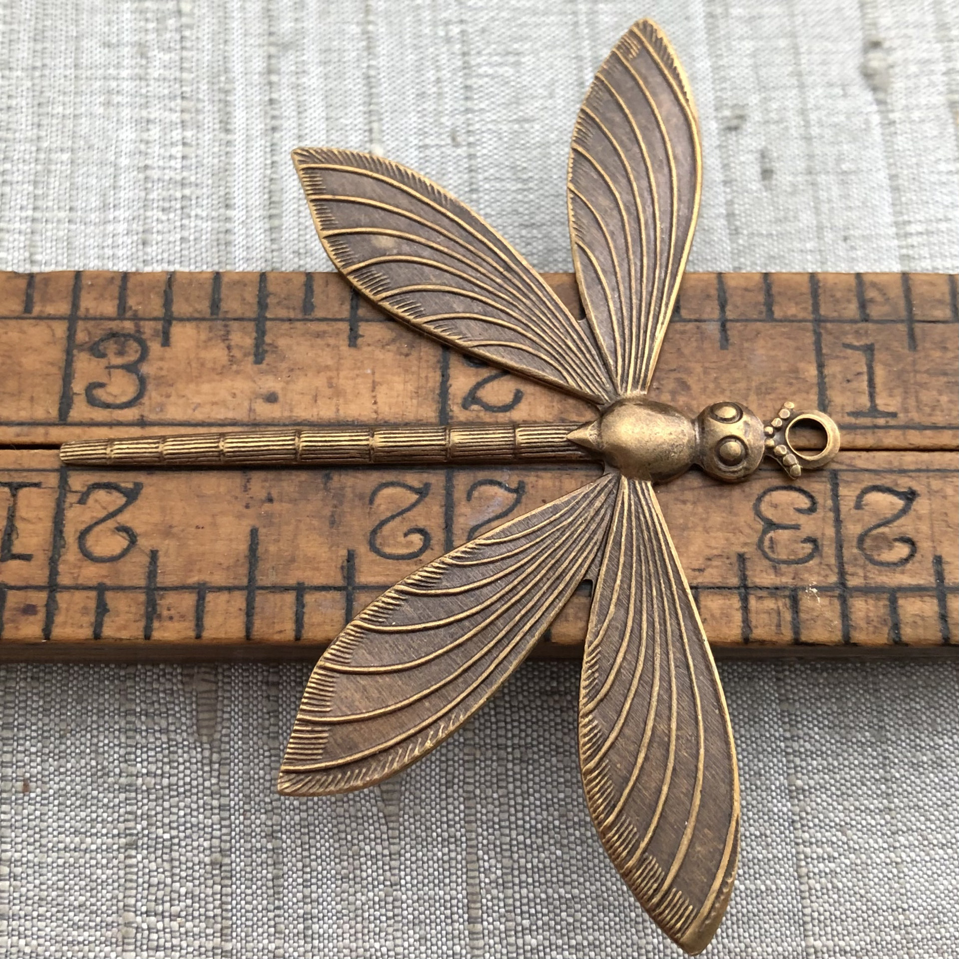 Art Deco Dragonfly Pendant - Brass