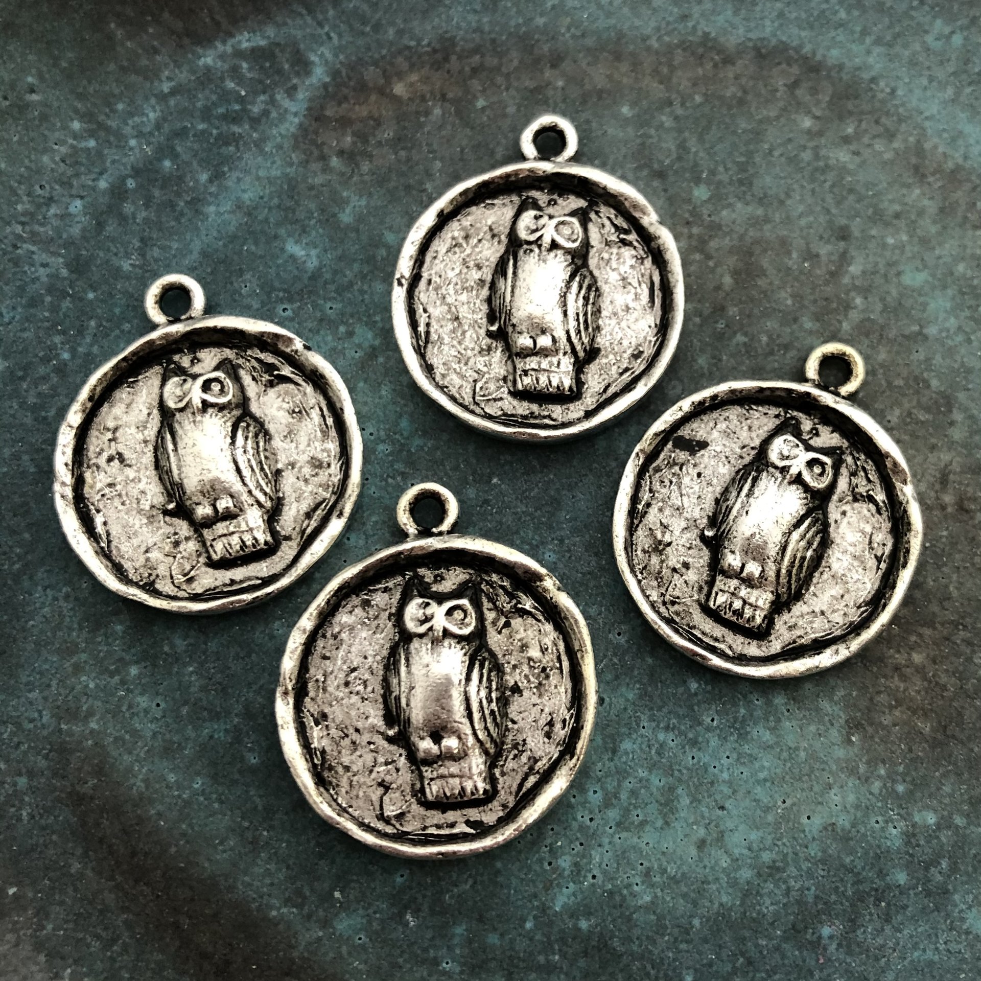 Owl Charm Antique Silver