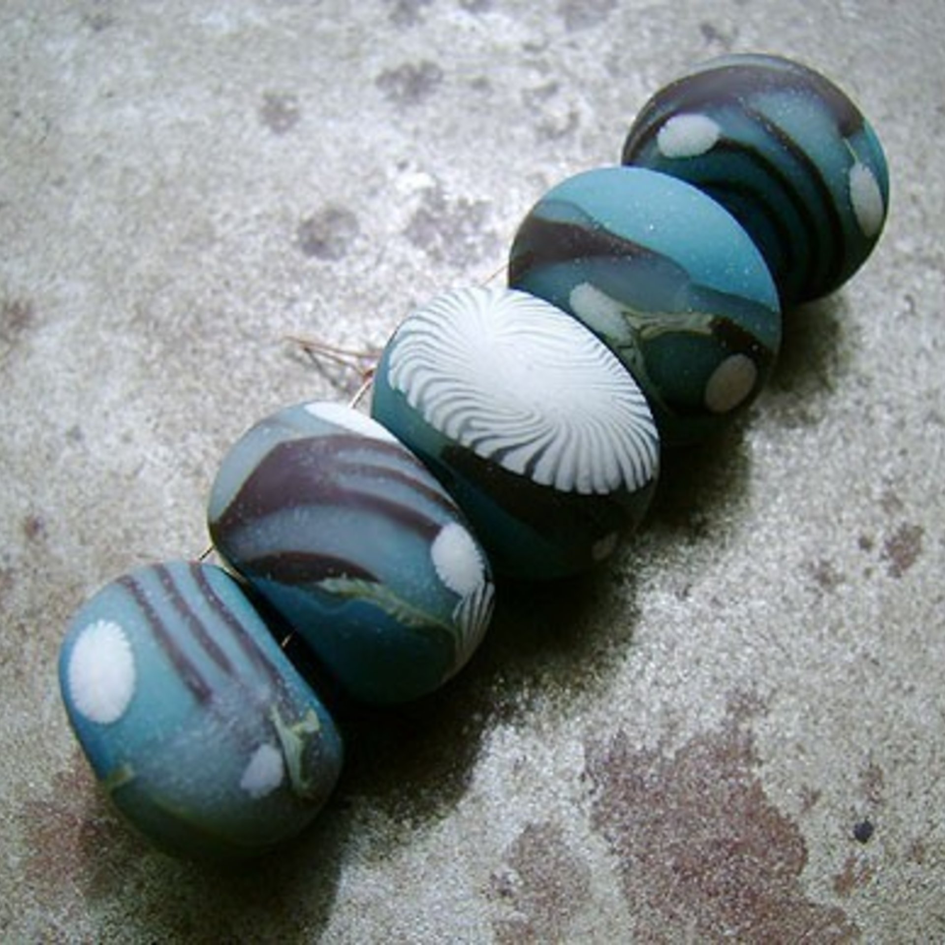 Teal Branches Disk Beads