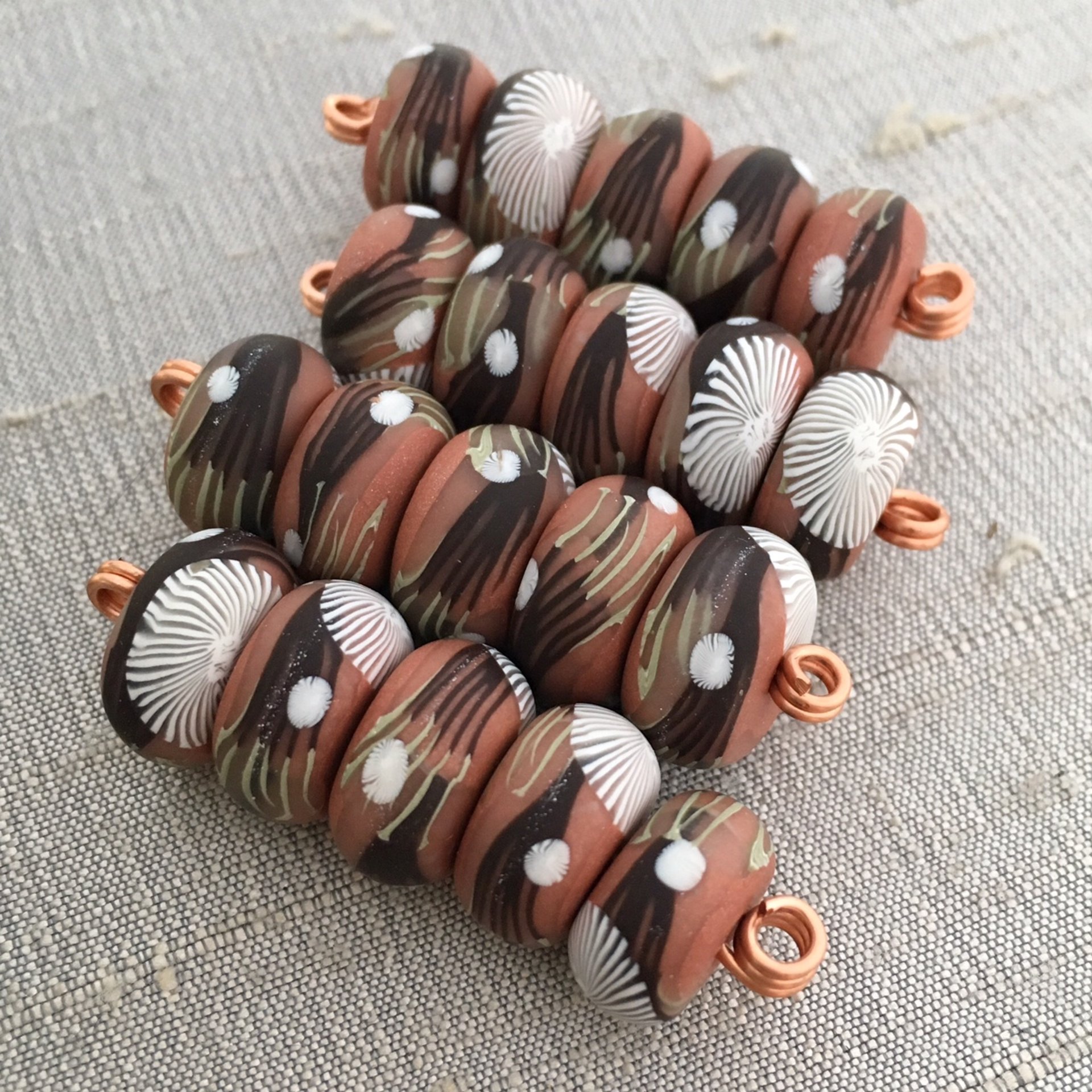 Peach Branches Disk Beads