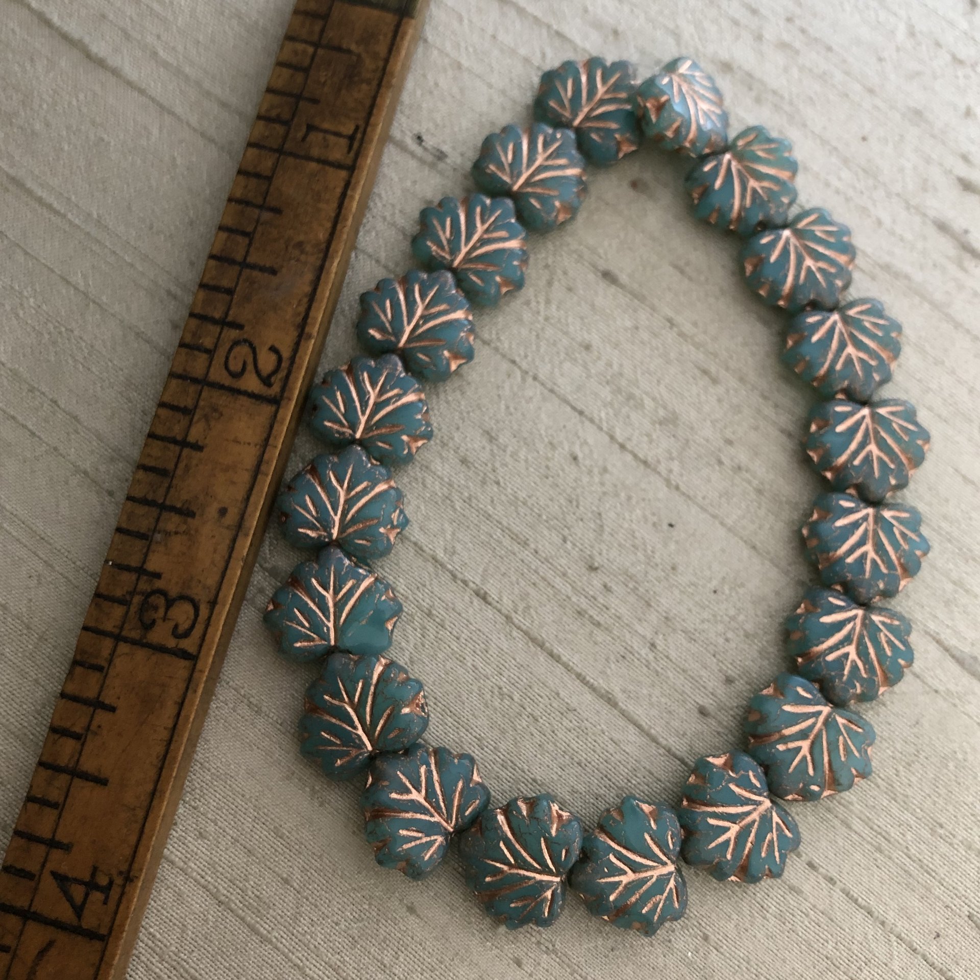 10x13mm Maple Leaf Sea Green with a Copper Wash