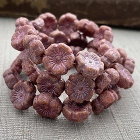 12mm Hibiscus Honey with an Etched Metallic Pink Wash