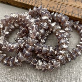 5x8mm Bell Flowers Mulberry with Mercury Finish