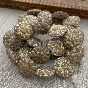 14mm Dahlia Etched Thistle with Gold Wash