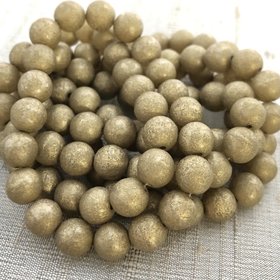 8mm Round Druk Champagne with Etched Gold Finish