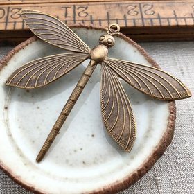Art Deco Dragonfly Pendant - Brass