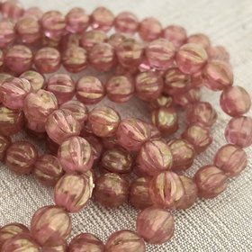6mm Melon Medium Pink with Golden Luster