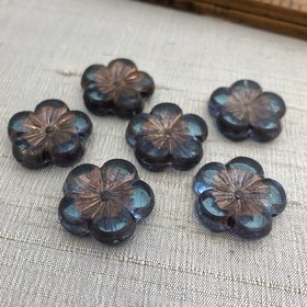 22mm Hibiscus Flower Pale Blue with a Copper Finish - 1 Bead