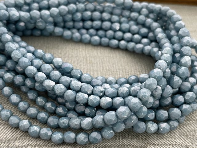 4mm Faceted Round Firepolished Bead Medium Sky Blue