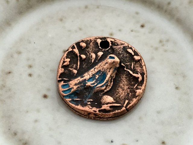 Copper Meadowlark Charm