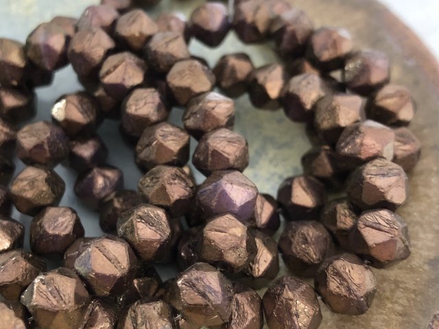 8mm English Cut Bronze with Purple Luster