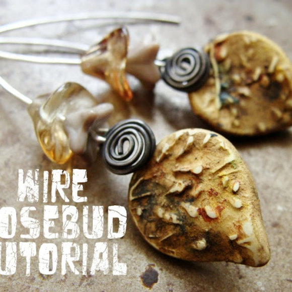 Wire Rosebud Earrings