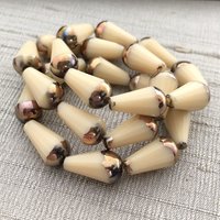 8x15mm Faceted Dangle Drop Ivory with Bronze Finish