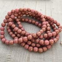 6mm Round Druk Dusty Rose with Copper and Etched Finish