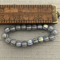 8mm Large Hole Melon Transparent Glass with Silver Wash and AB Finish