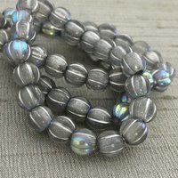8mm Large Hole Melon Transparent Glass with Silver Wash and AB Finish