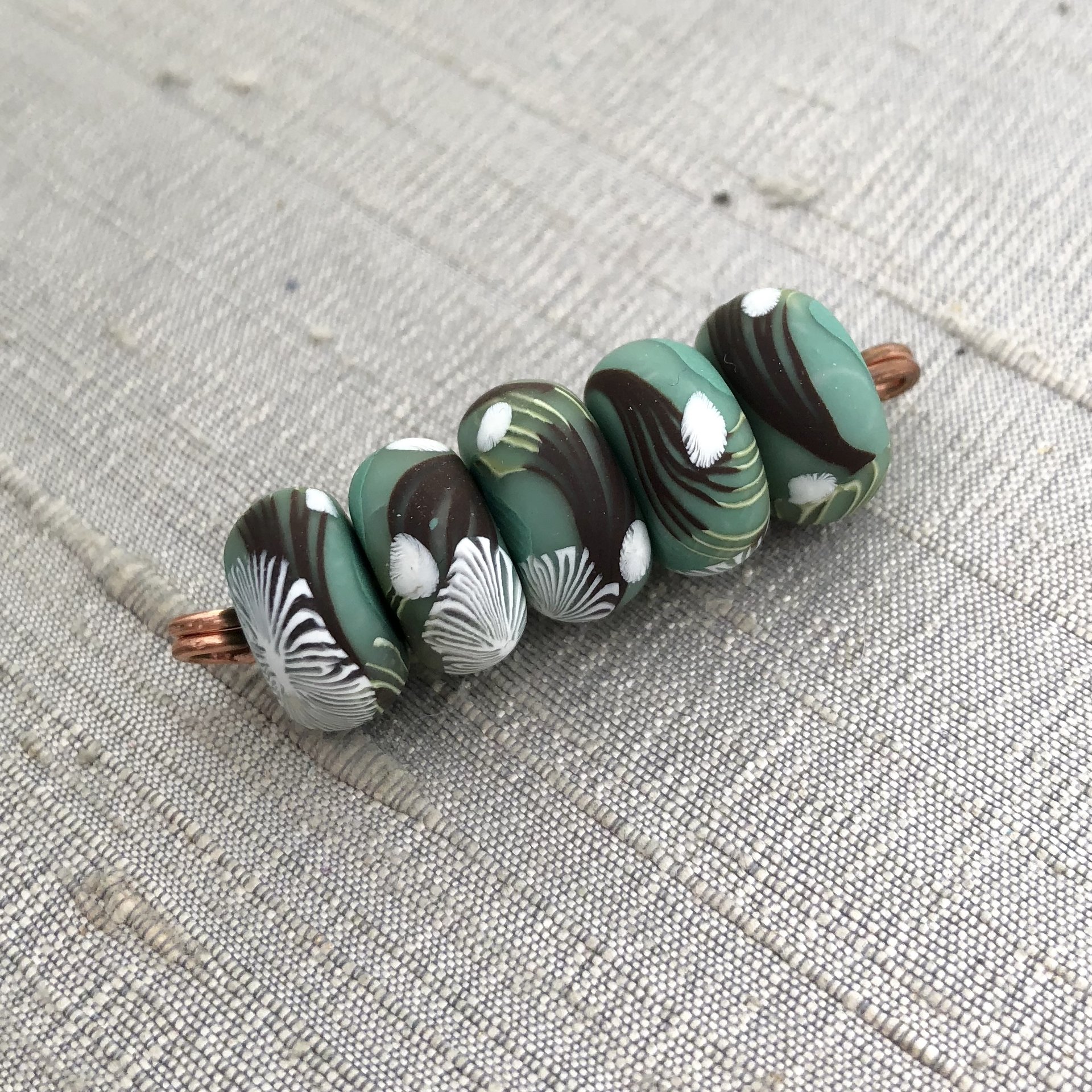 Mint Branches Disk Beads