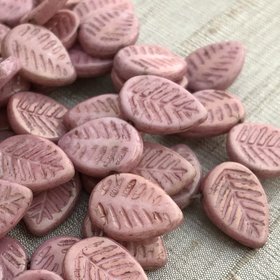 12x16mm Dogwood Leaves Dusty Rose with Golden Luster