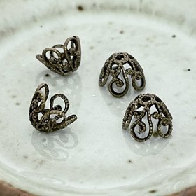 Brass Ornate Bead Caps - 4
