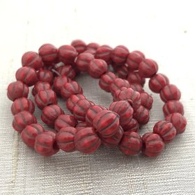 8mm Large Hole Ruby Red with Bronze Wash