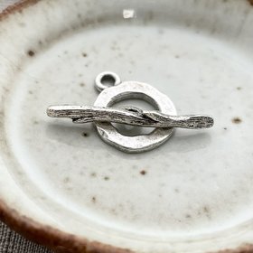 Hammered Toggle with Twig Bar Antique Silver