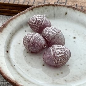 Little Acorn Beads -  Matte Thistle with Metallic Beige Wash