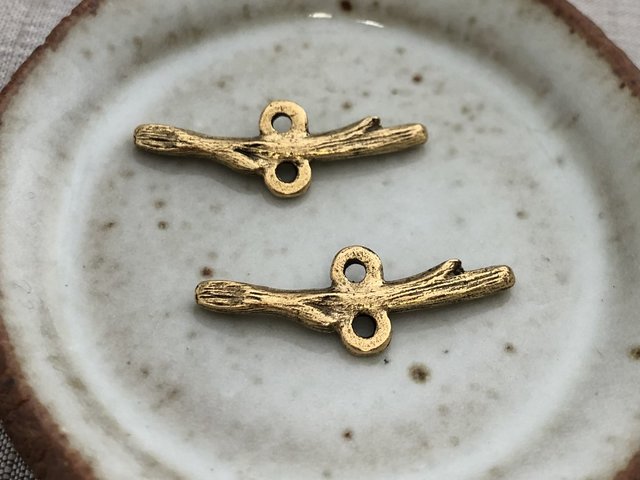Stacking Twig Connector Antique Gold Set of 2