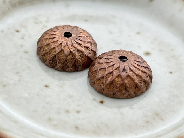 Copper Acorn Bead Caps - 2