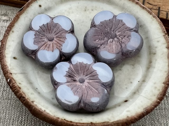 22mm Hibiscus Flower Pale Thistle with AB Purple Bronze finish  - 1 Bead